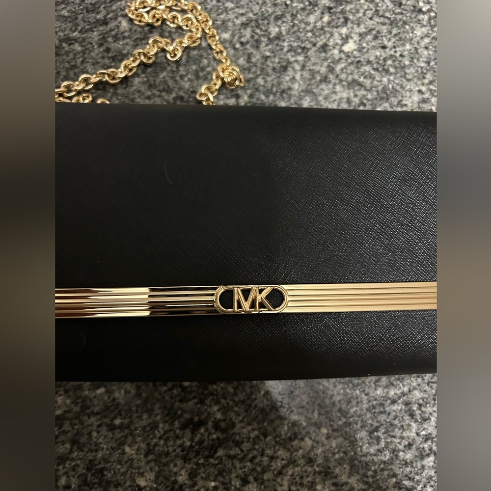 NWOT Michael Kors black purse with gold chain